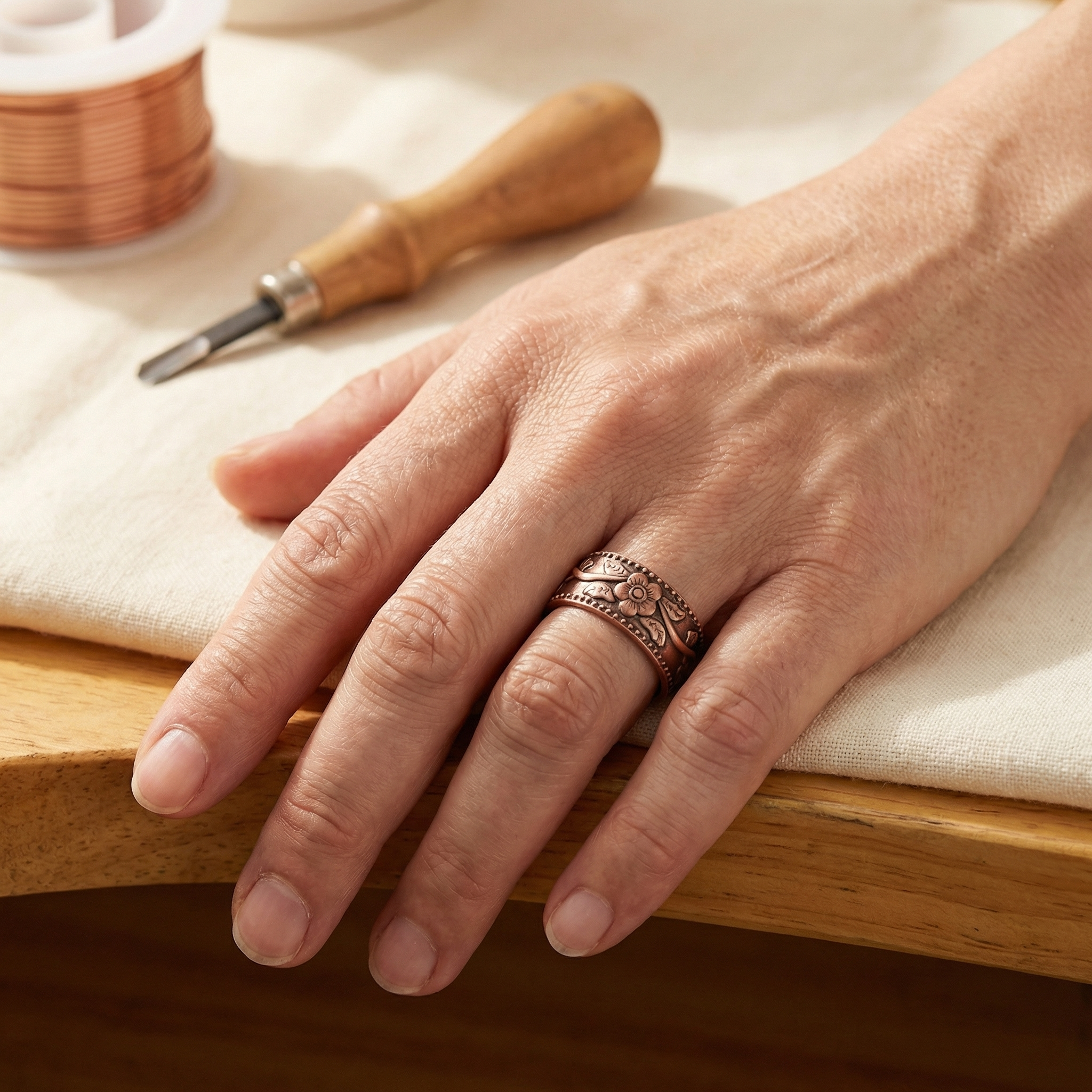 Maria's Petal Copper Ring