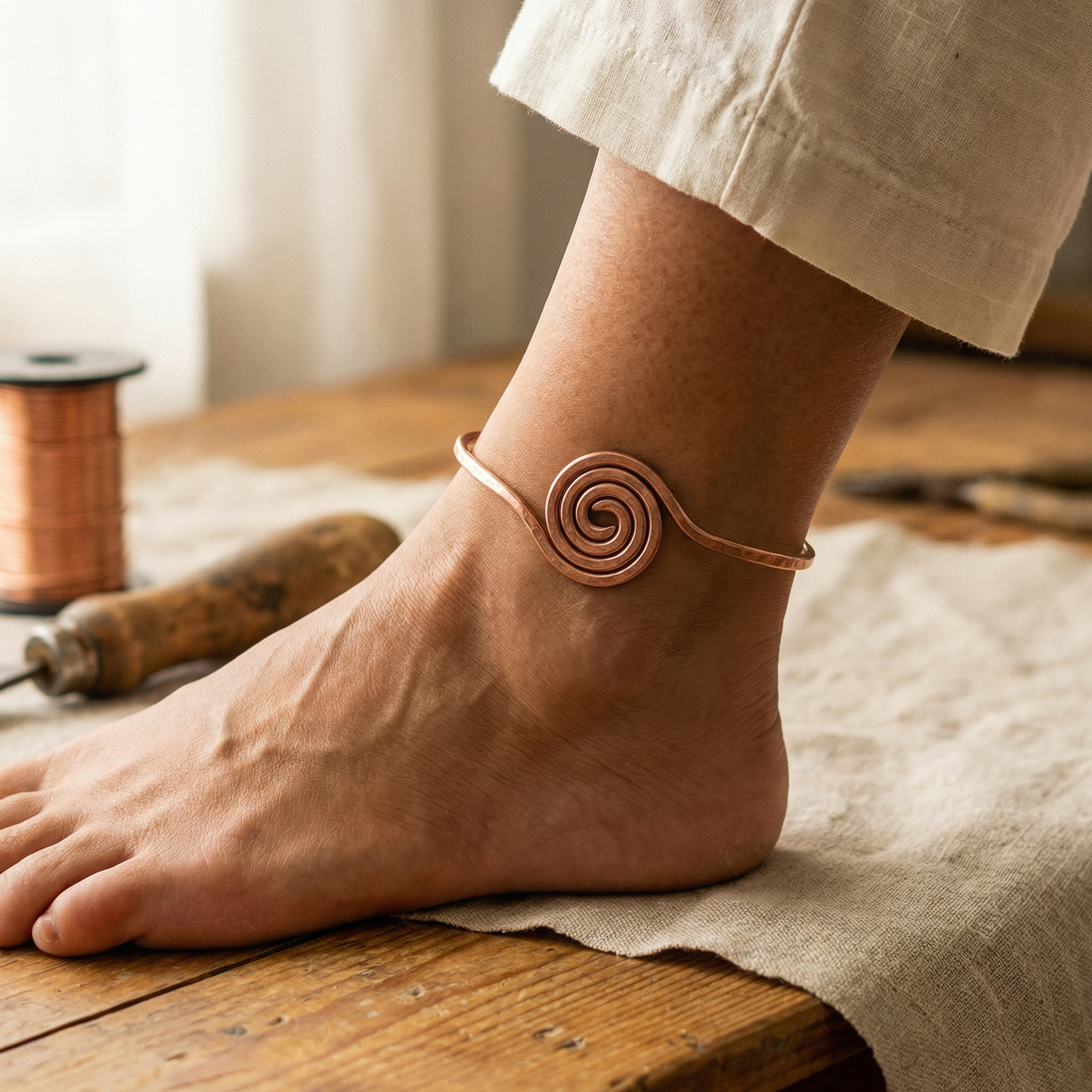Maria's Coil Copper Anklet