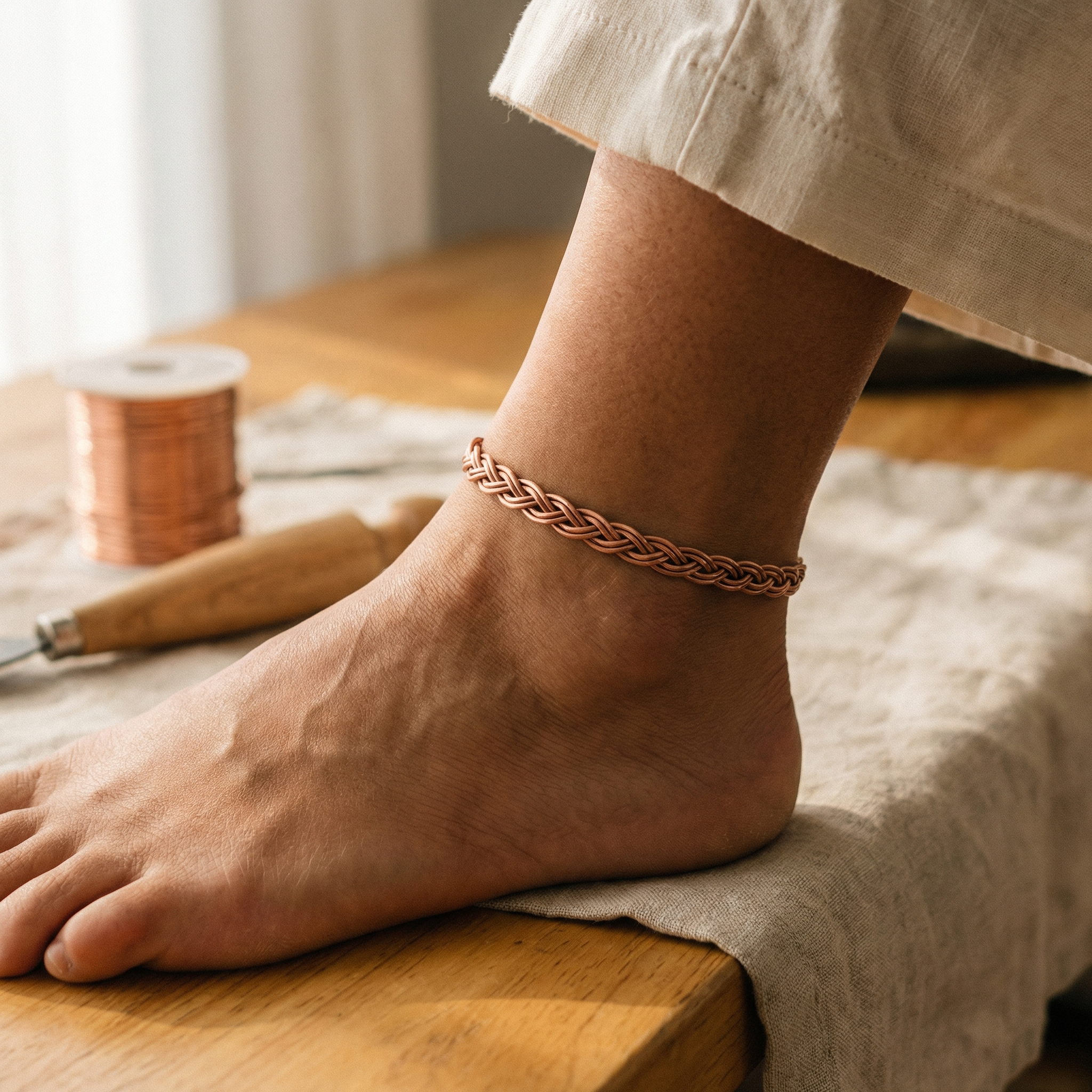 Maria's Reed Copper Anklet