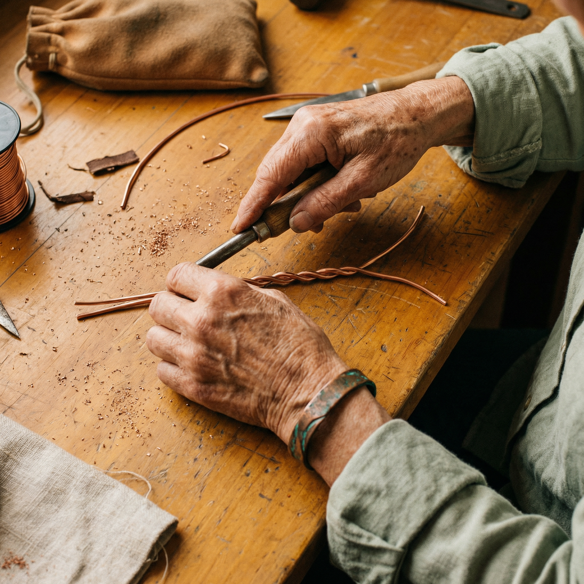Maria's Seam Copper Bracelet
