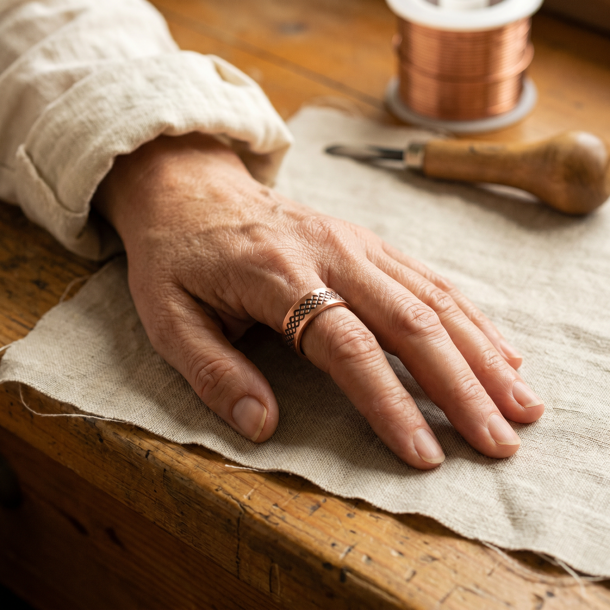 Maria's Grid Copper Ring