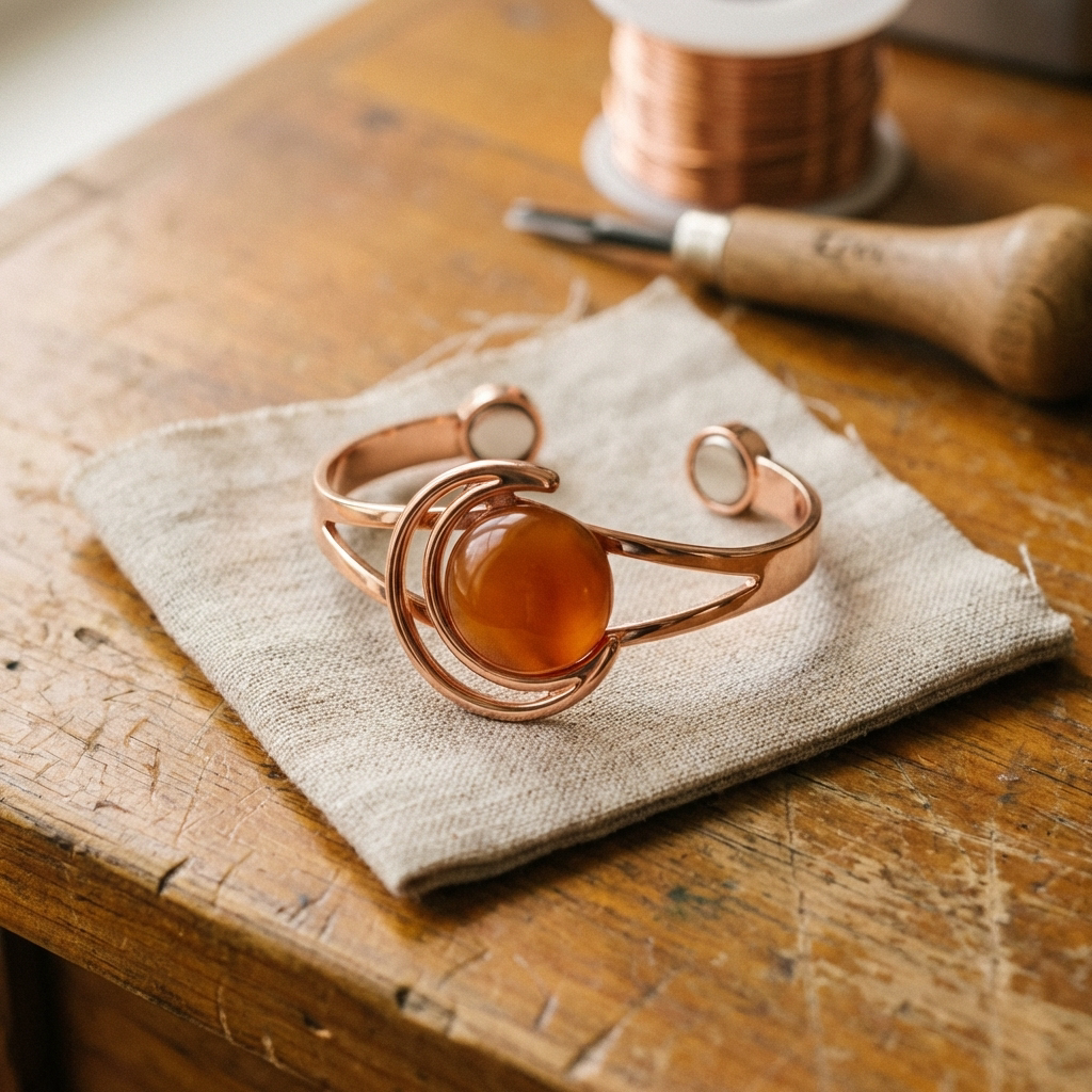 Maria's Sphere Orange Copper Bracelet