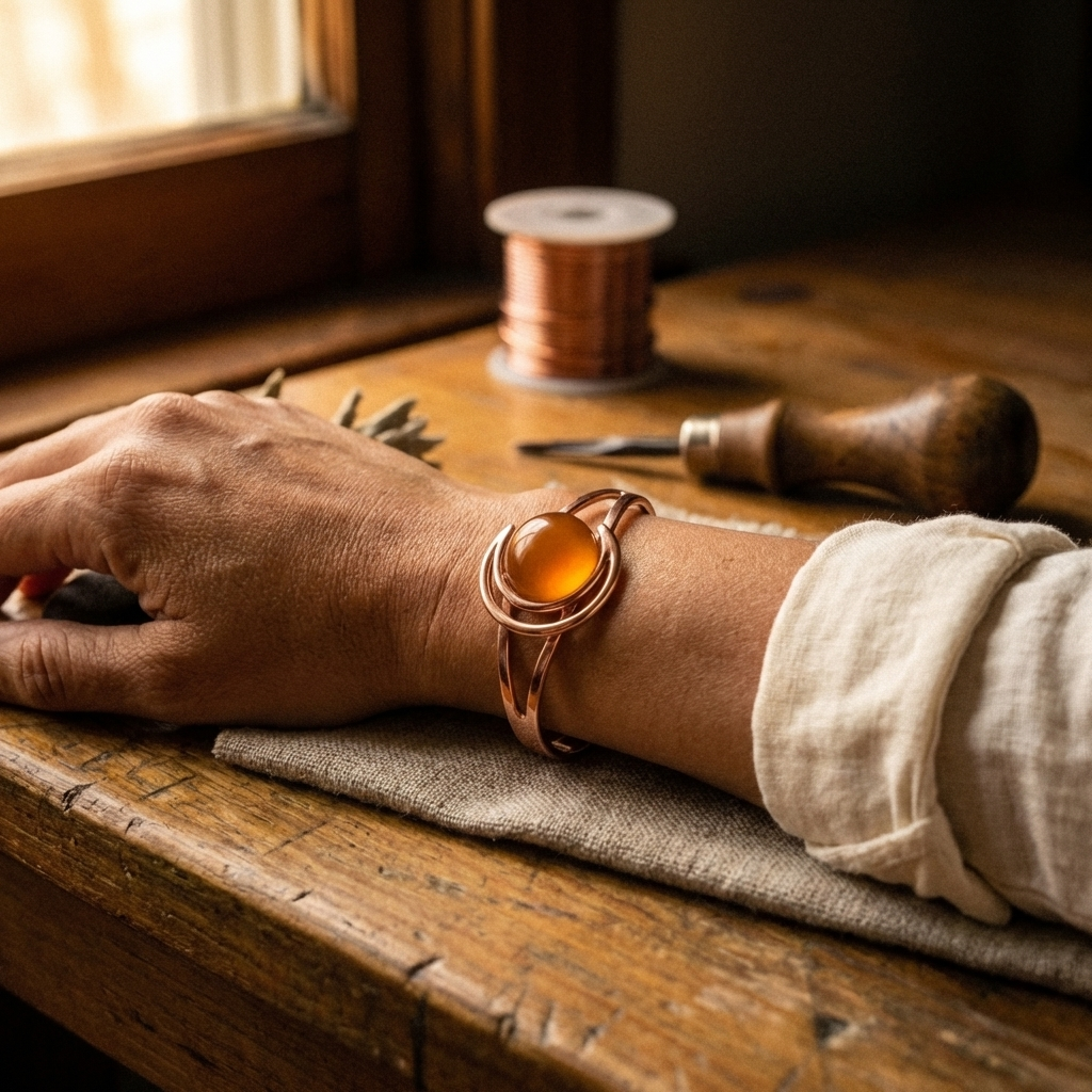 Maria's Sphere Orange Copper Bracelet