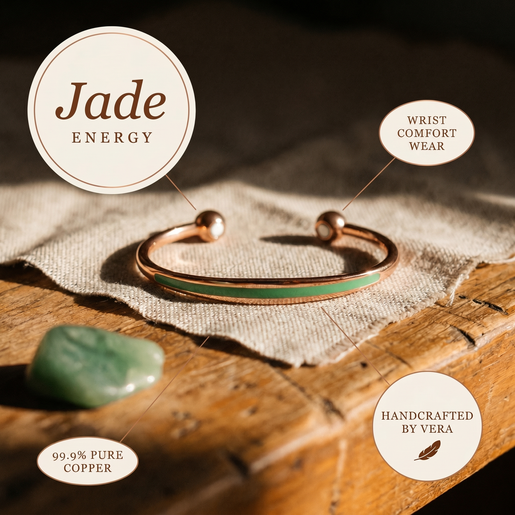 Maria's Jade Copper Bracelet