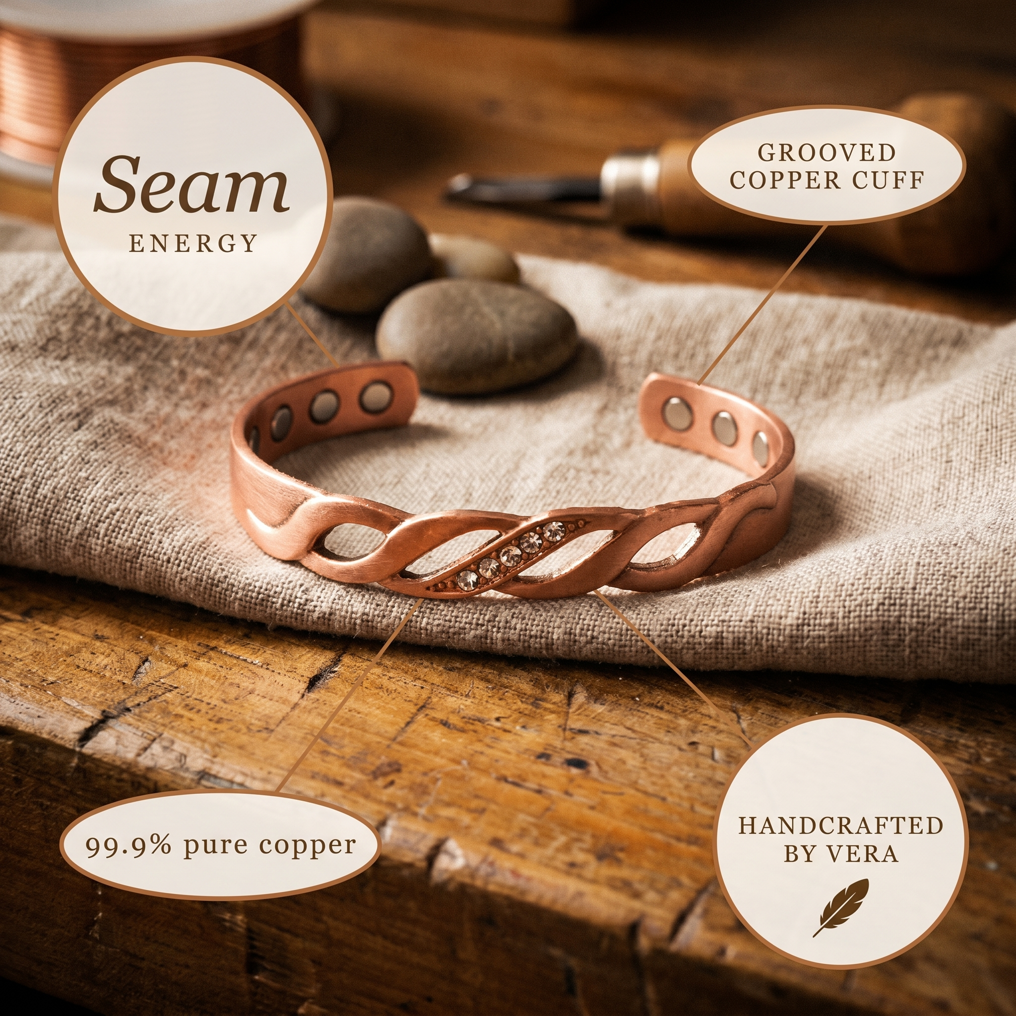 Maria's Seam Copper Bracelet