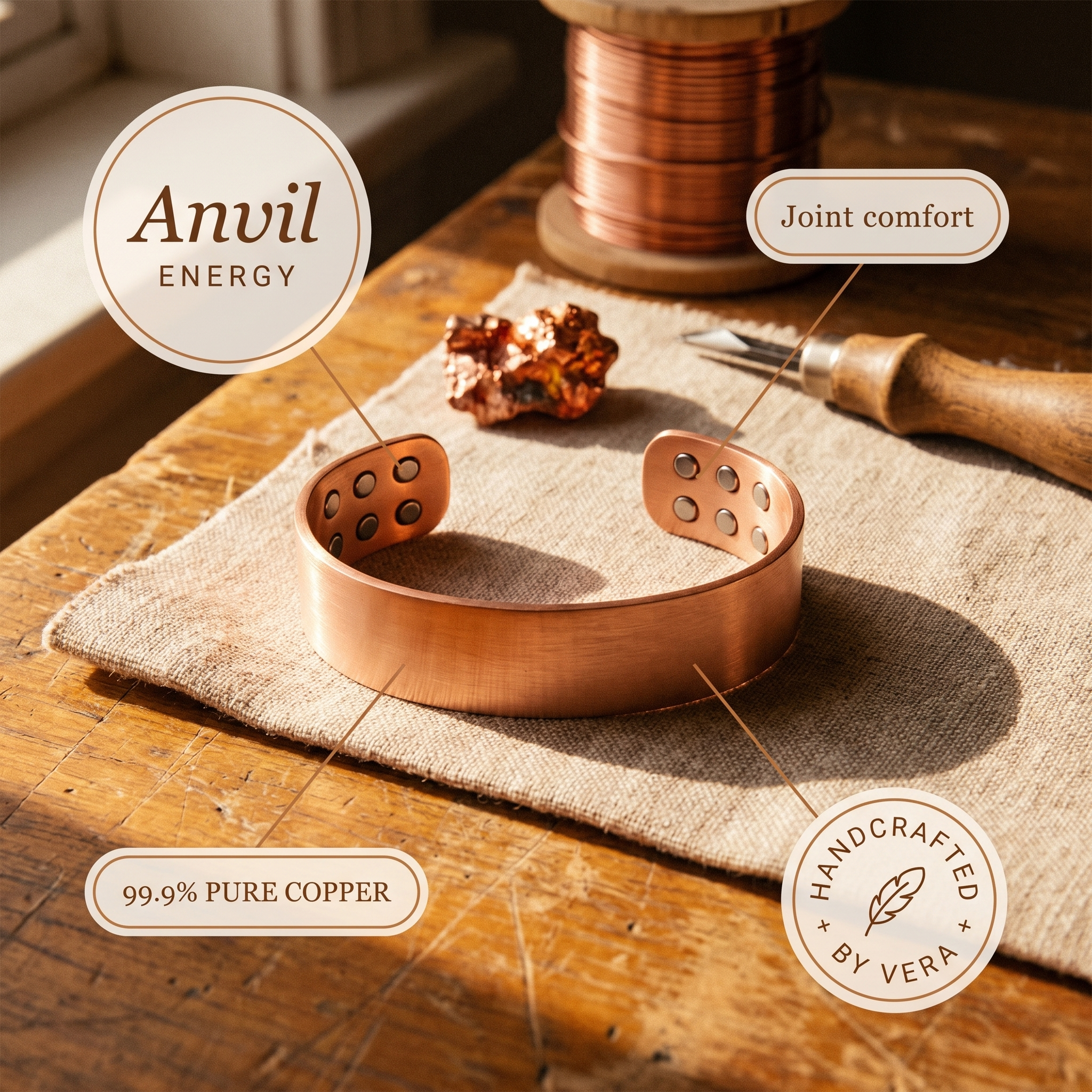 Maria's Anvil Copper Bracelet