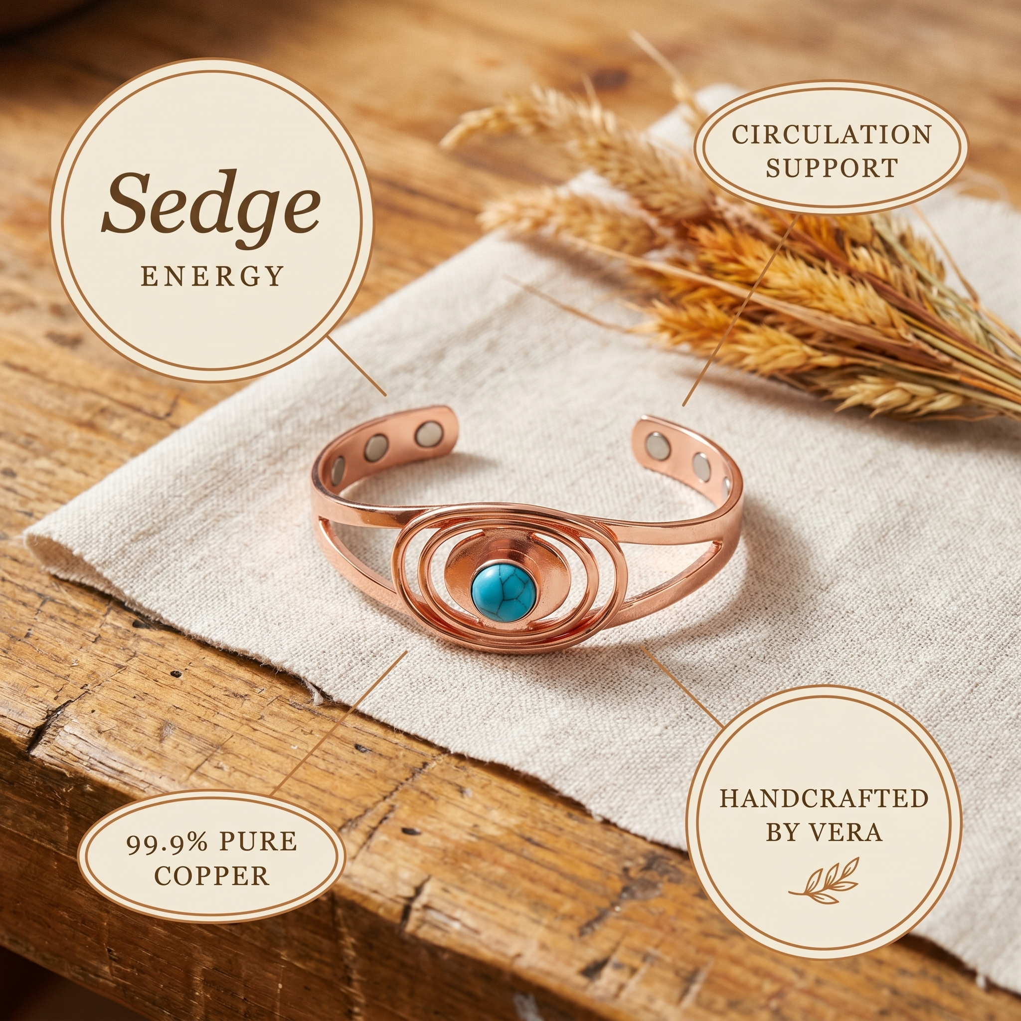 Maria's Sedge Copper Bracelet