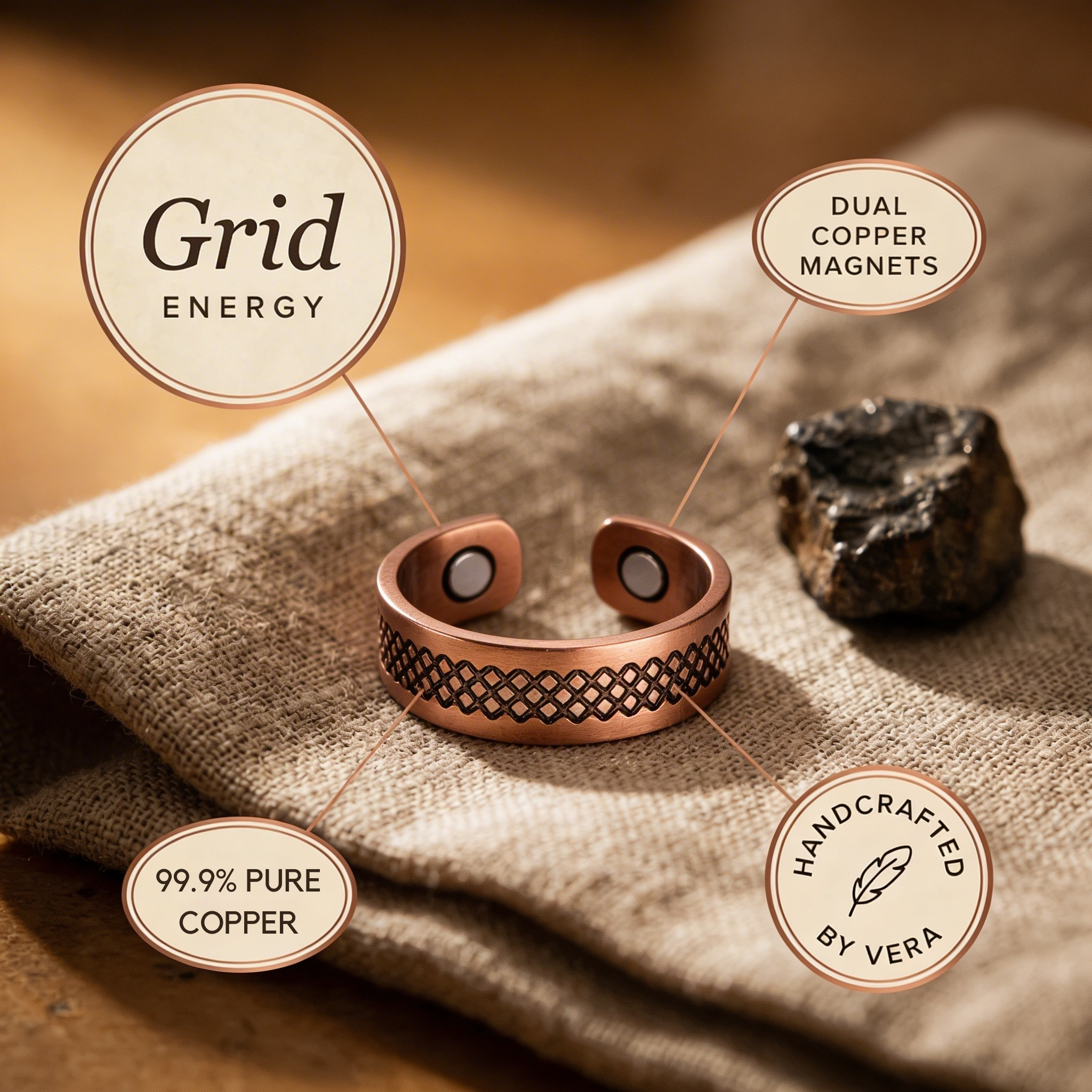 Maria's Grid Copper Ring