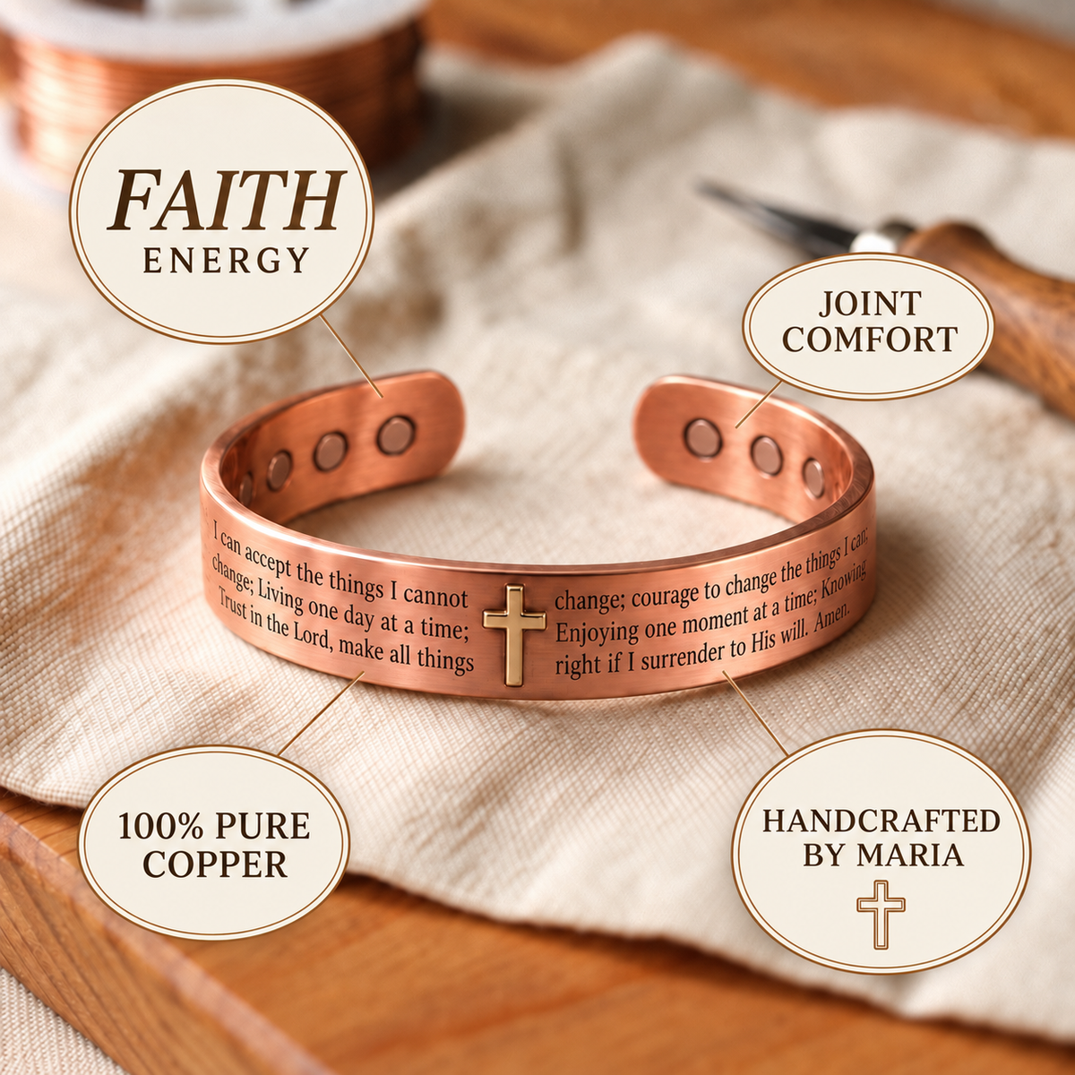 Maria's Faith Copper Bracelet