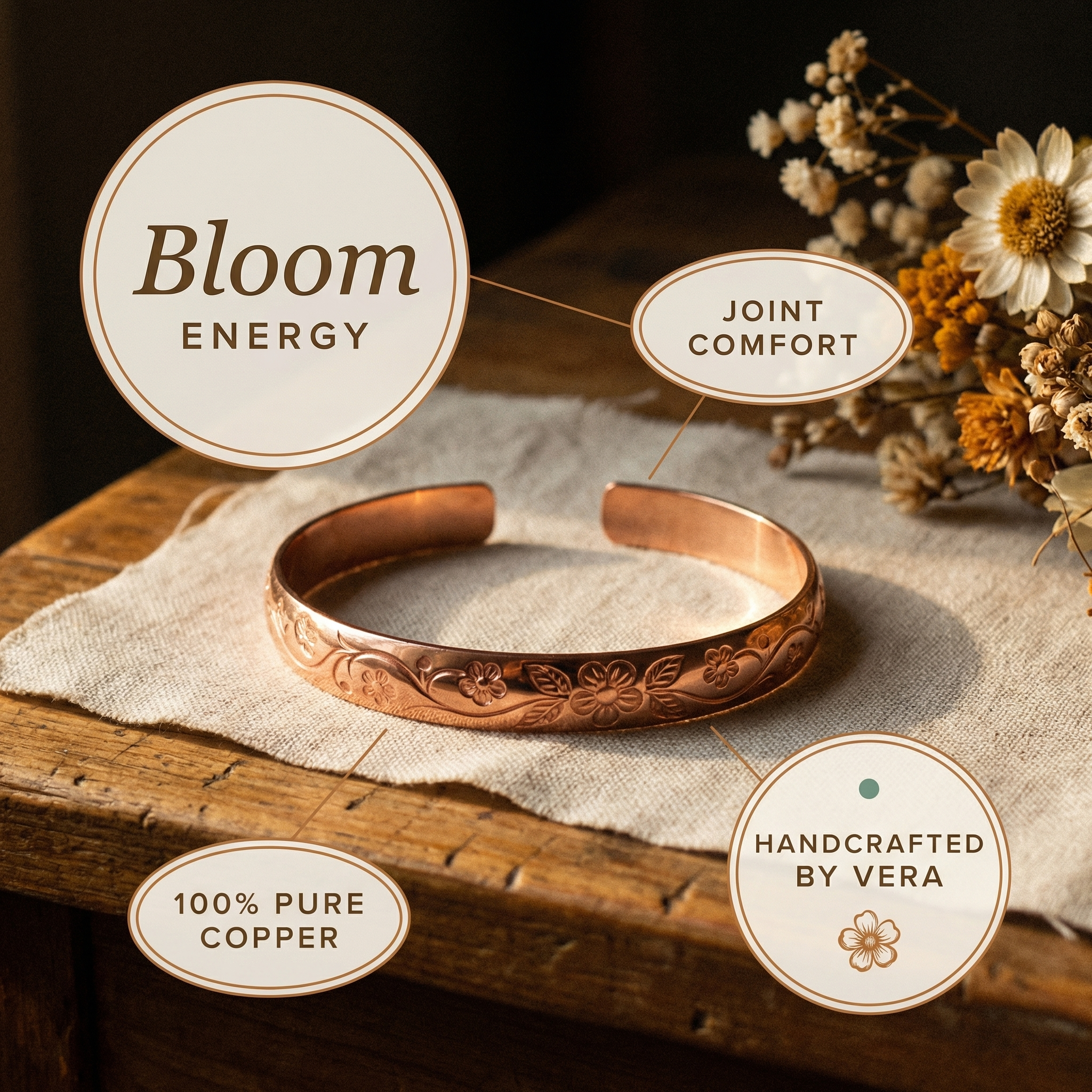 Maria's Bloom Copper Bracelet