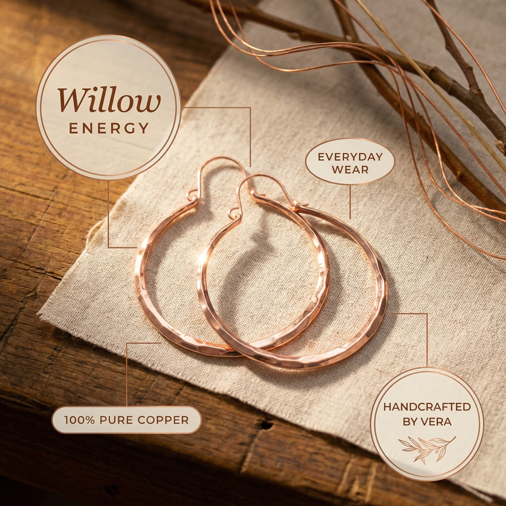 Maria's Willow Copper Earrings