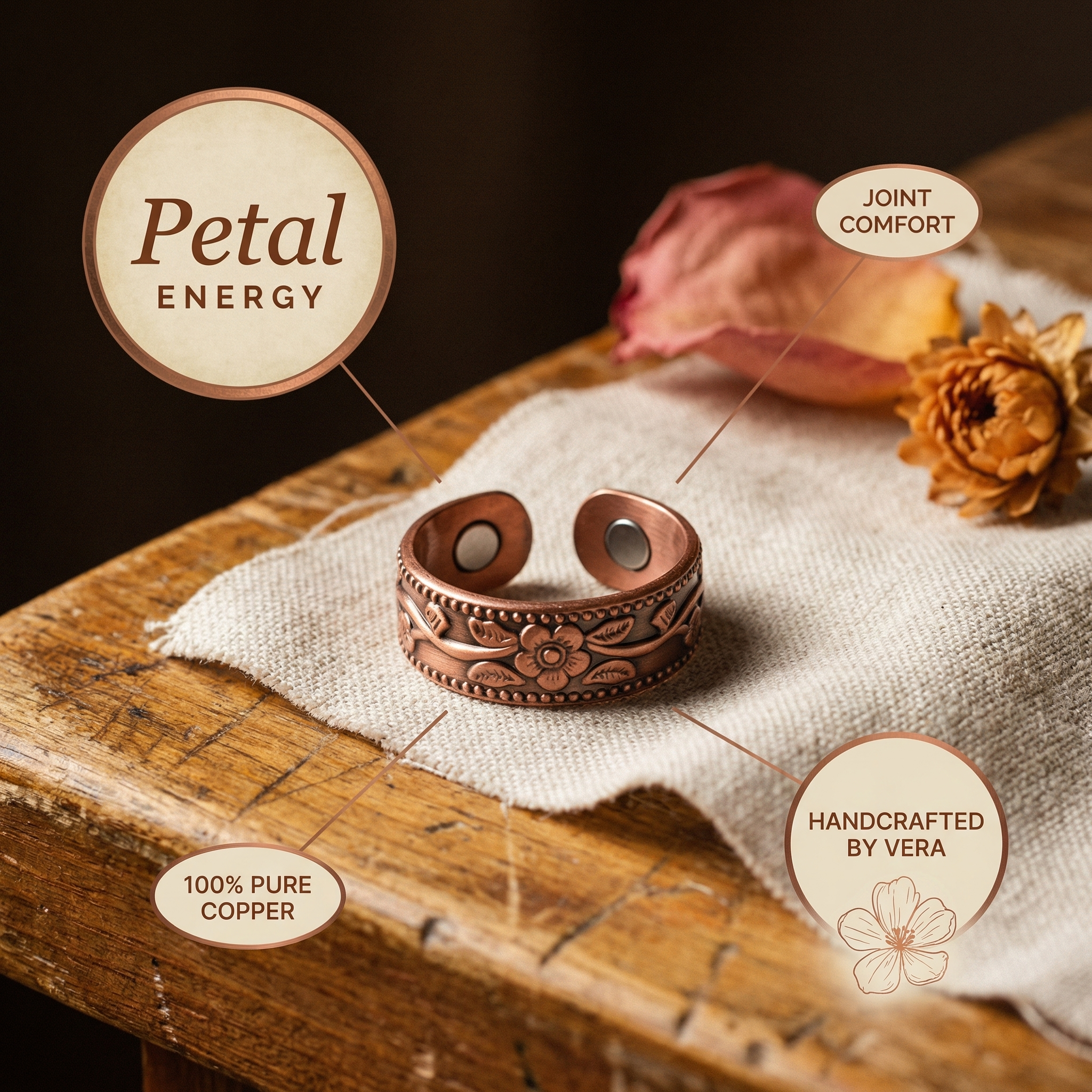Maria's Petal Copper Ring
