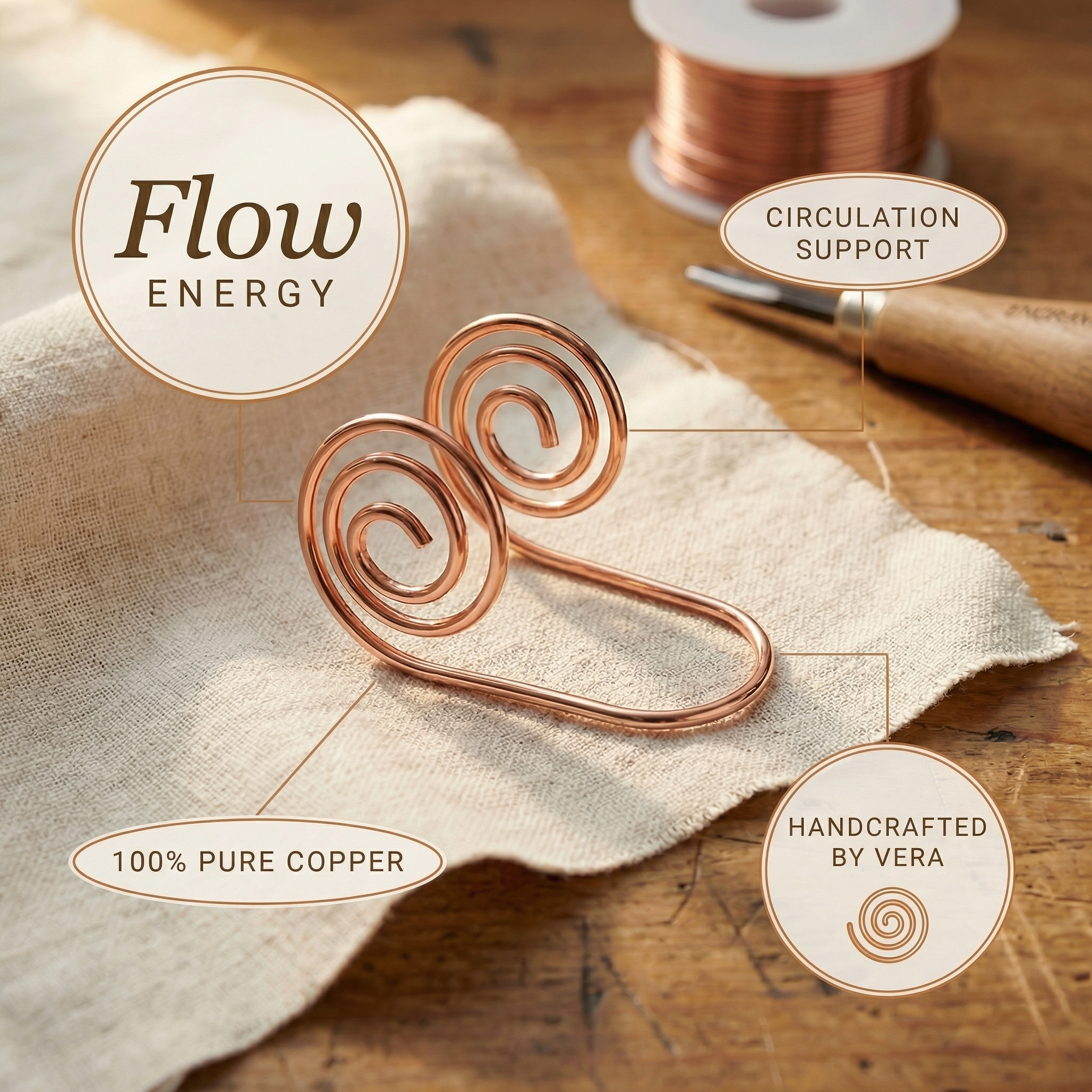 Maria's Flow Copper Hand Spiral