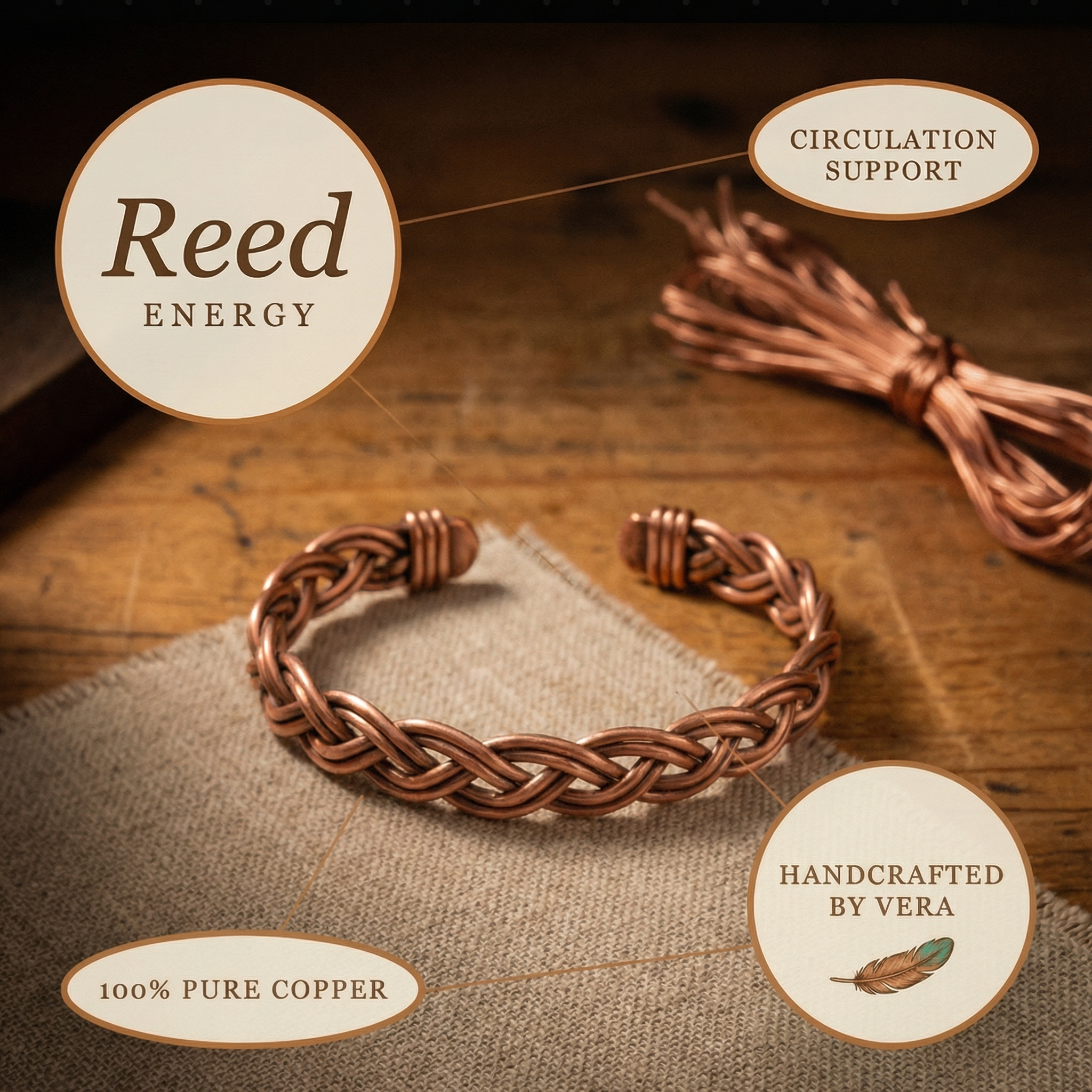 Maria's Reed Copper Anklet