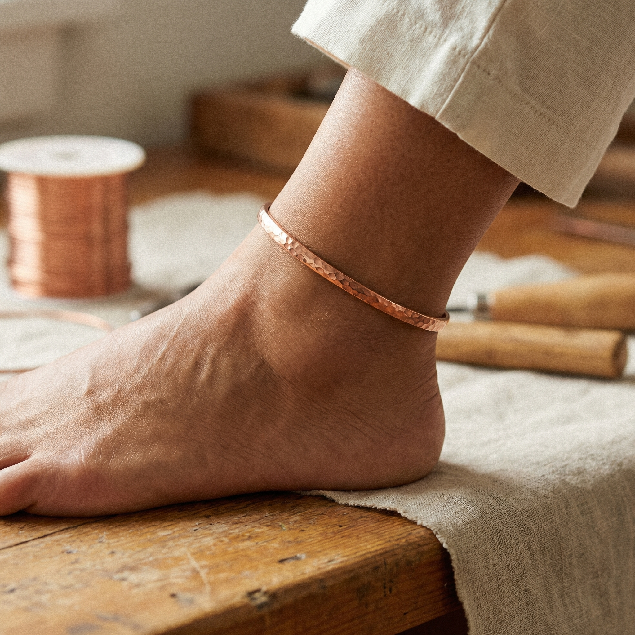 Maria's Sand Copper Anklet