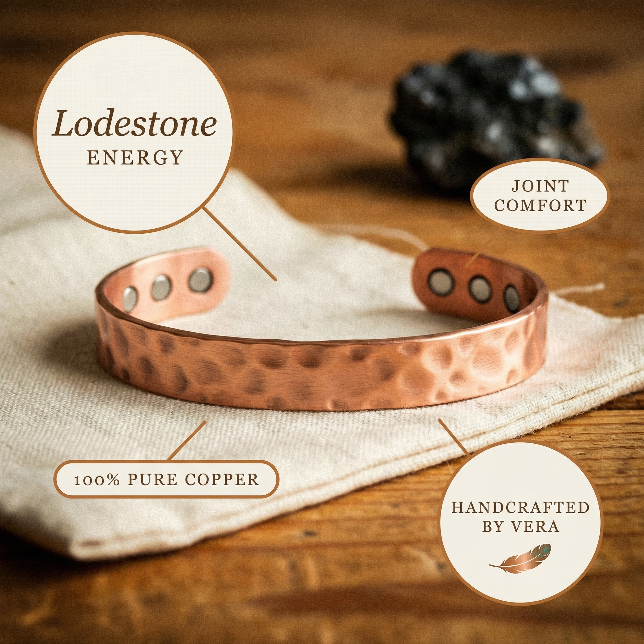 Maria's Lodestone Copper Bracelet