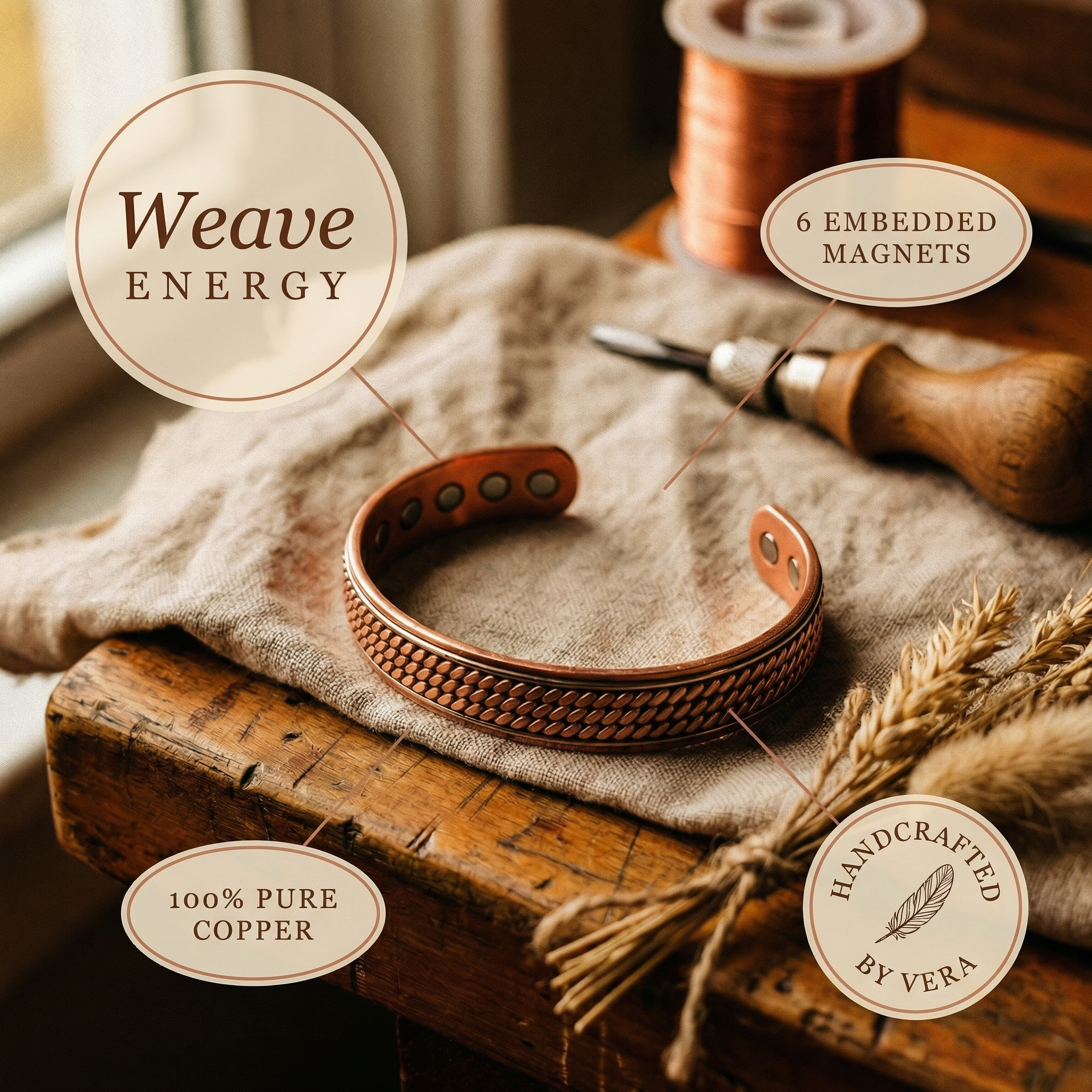 Maria's Wave Copper Bracelet