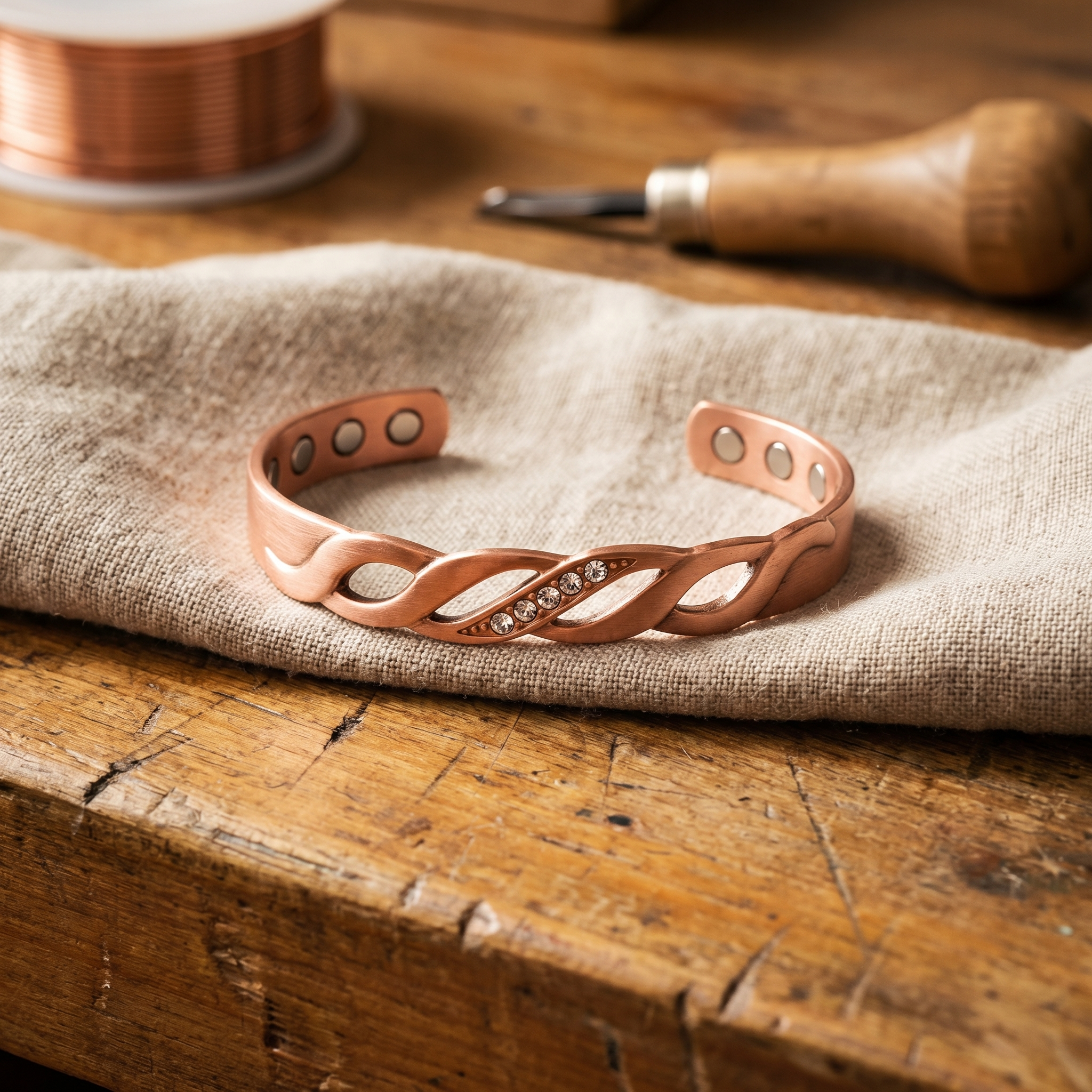 Maria's Seam Copper Bracelet