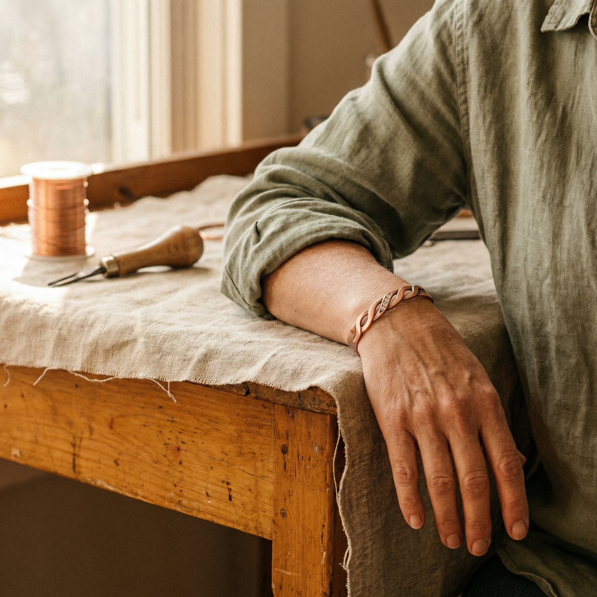 Maria's Seam Copper Bracelet