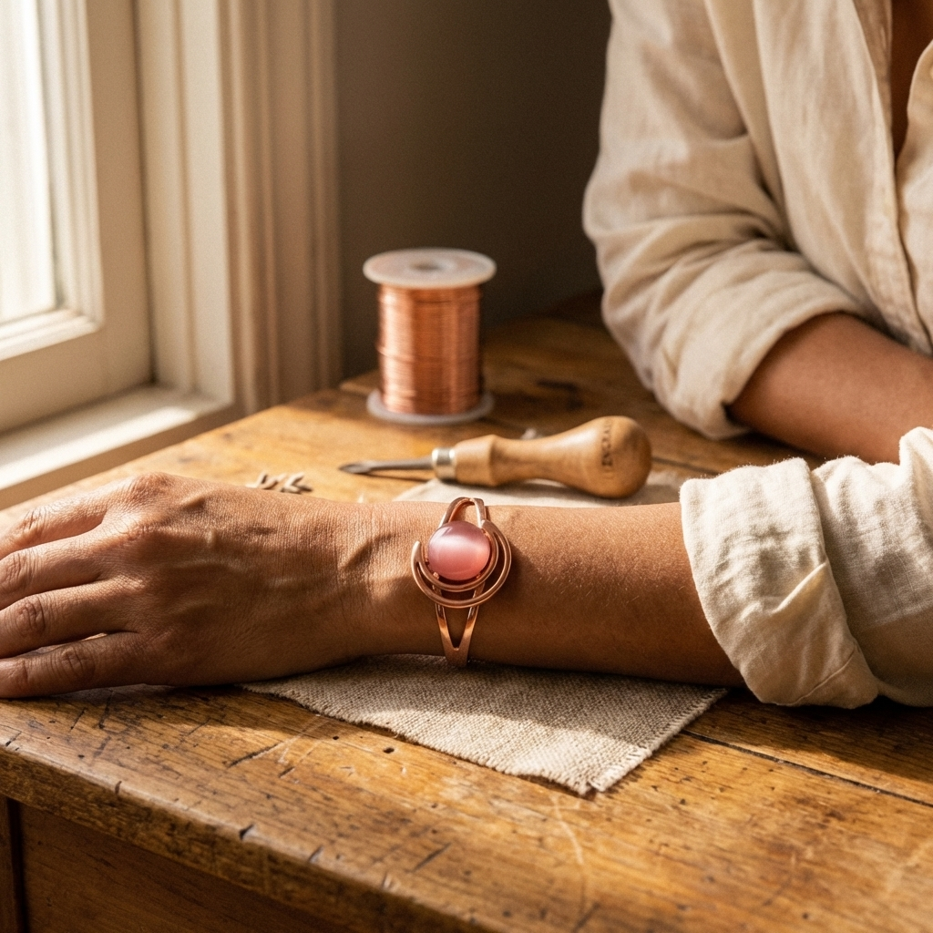 Maria's Sphere Pink Copper Bracelet