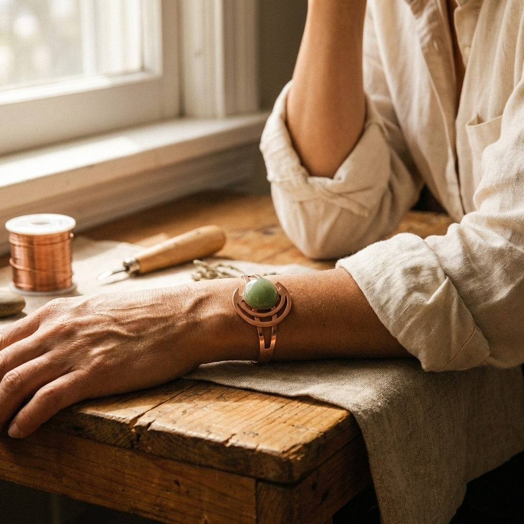 Maria's Sphere Green Copper Bracelet