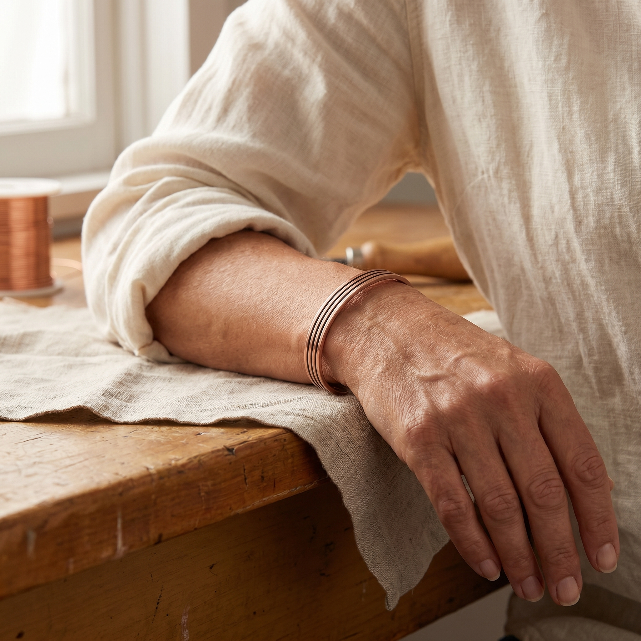 Maria's Sage Copper Bracelet