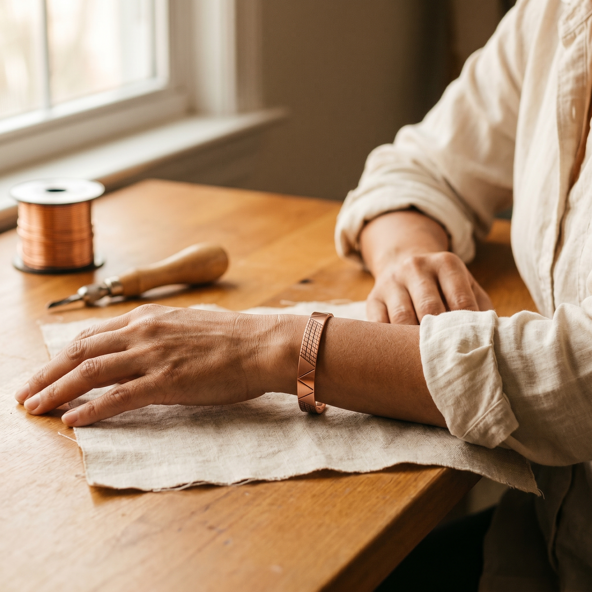Maria's Crest Copper Bracelet