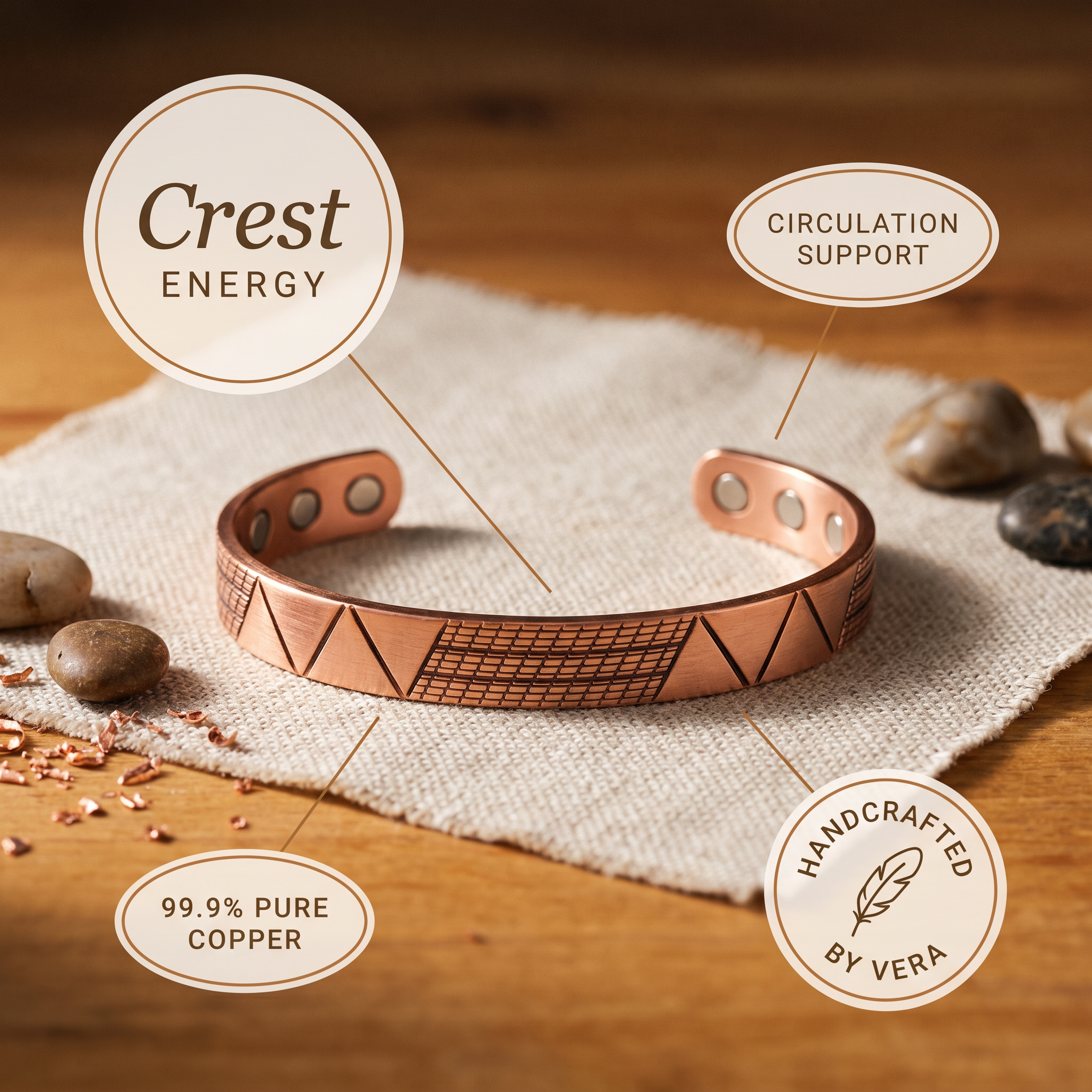 Maria's Crest Copper Bracelet
