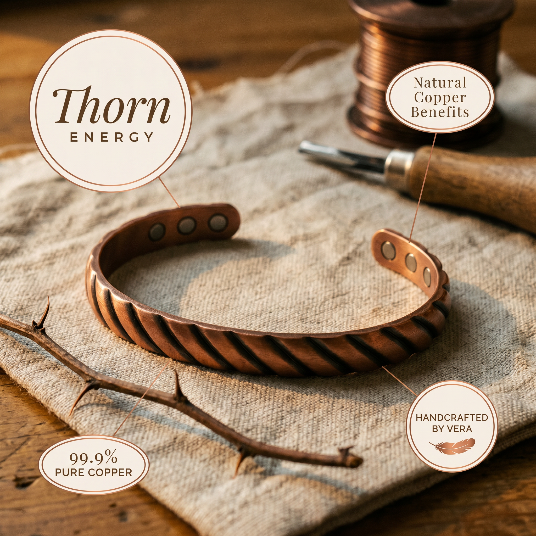 Maria's Thorn Copper Bracelet