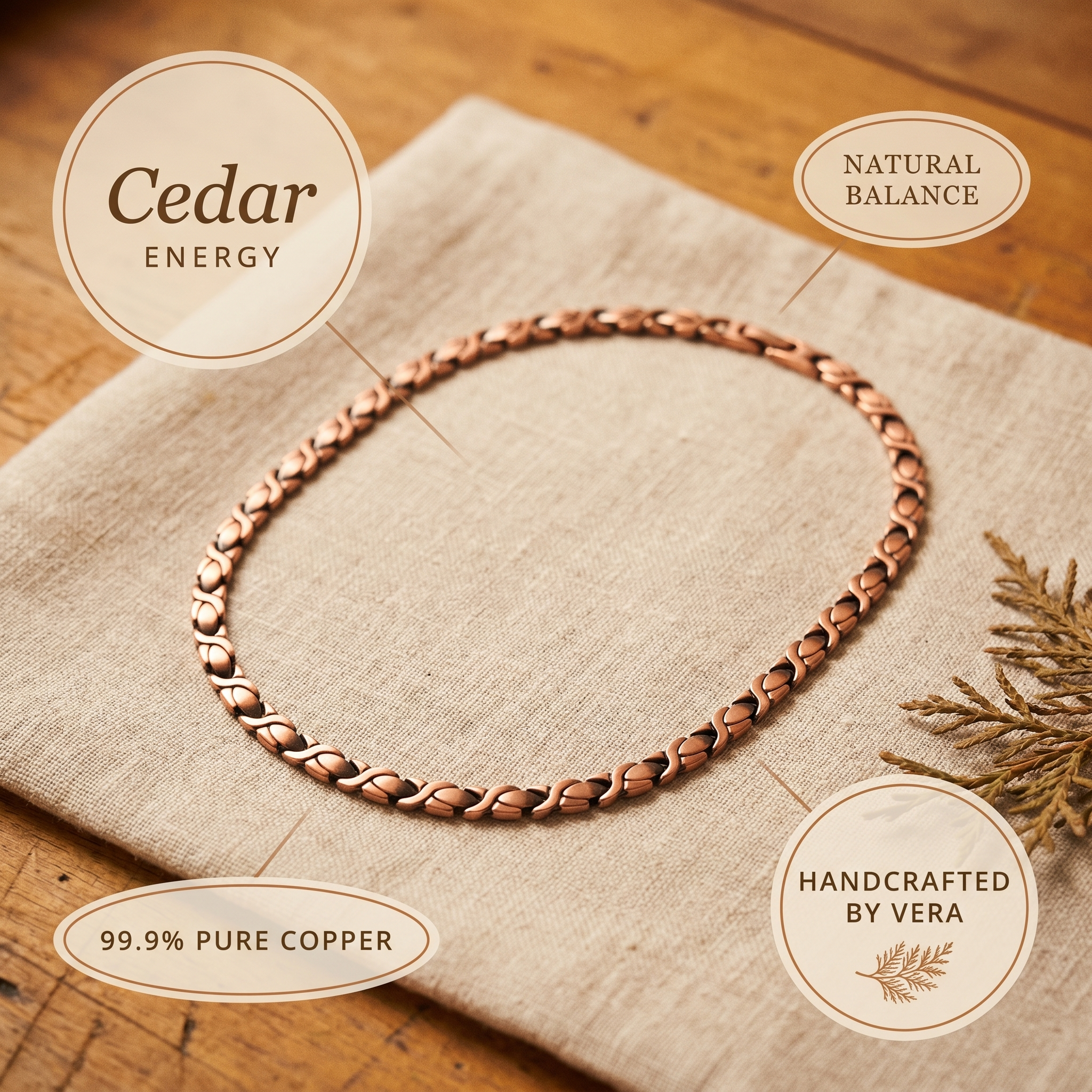 Maria's Cedar Copper Necklace