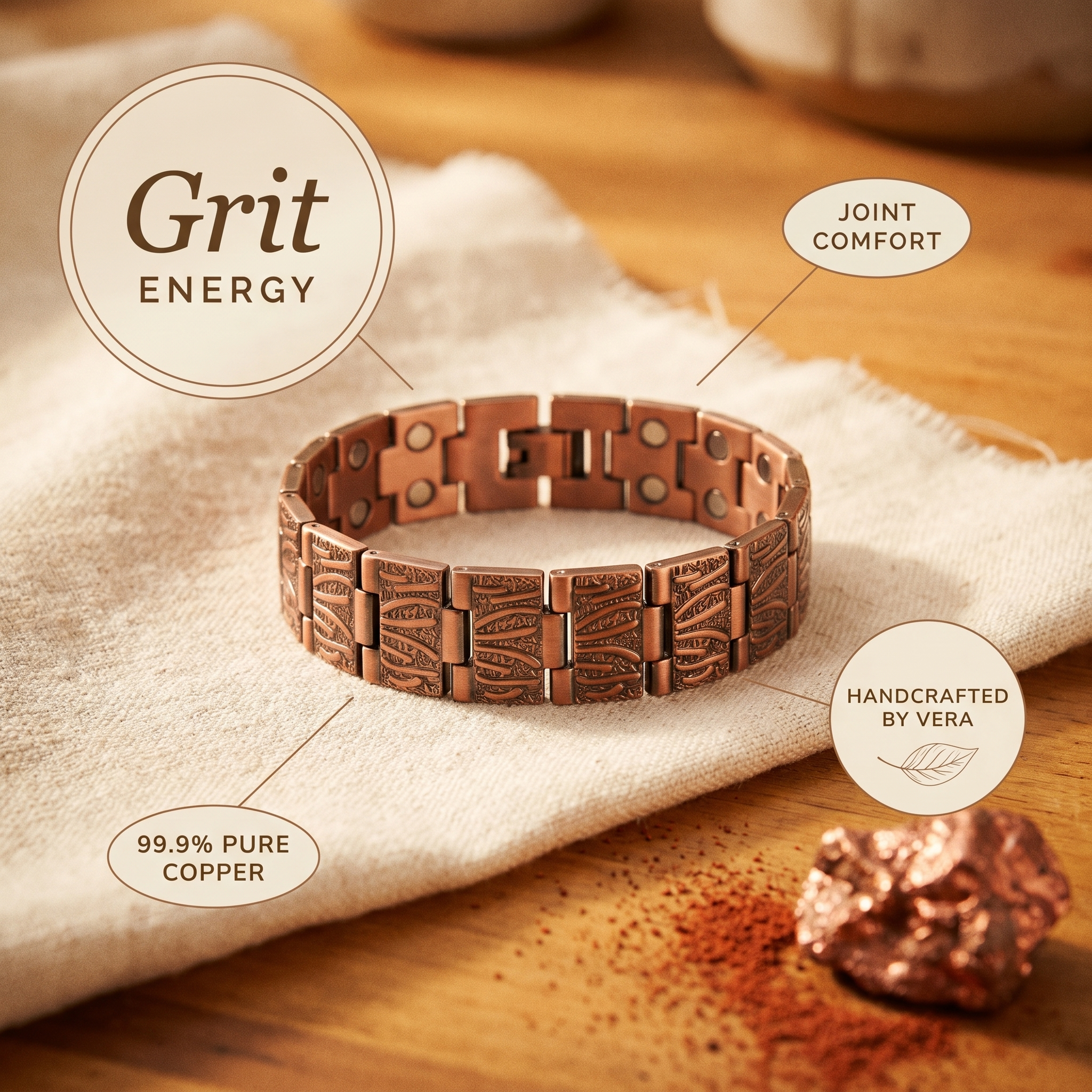 Maria's Grit Men's Copper Bracelet