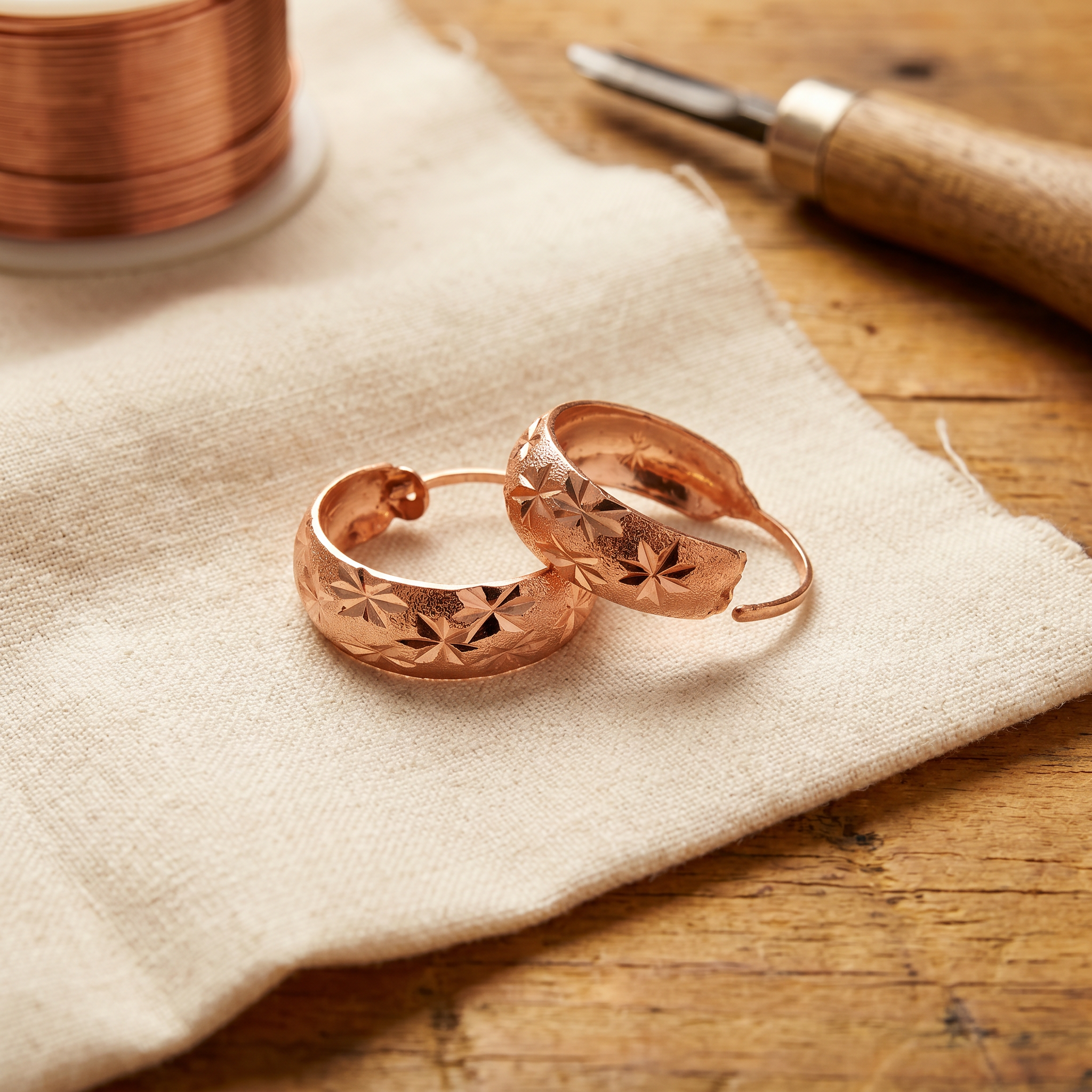 Maria's Dew Copper Earrings