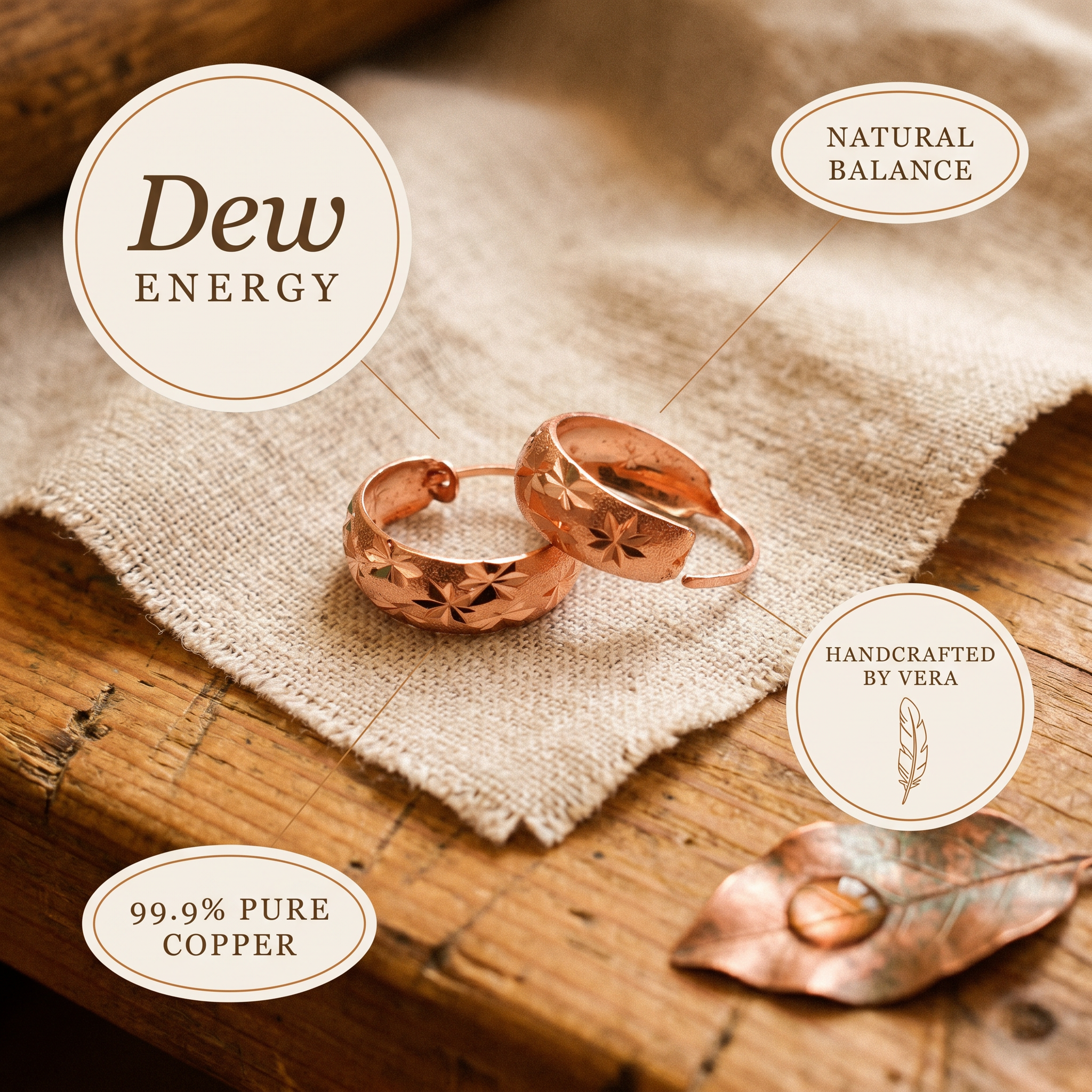 Maria's Dew Copper Earrings