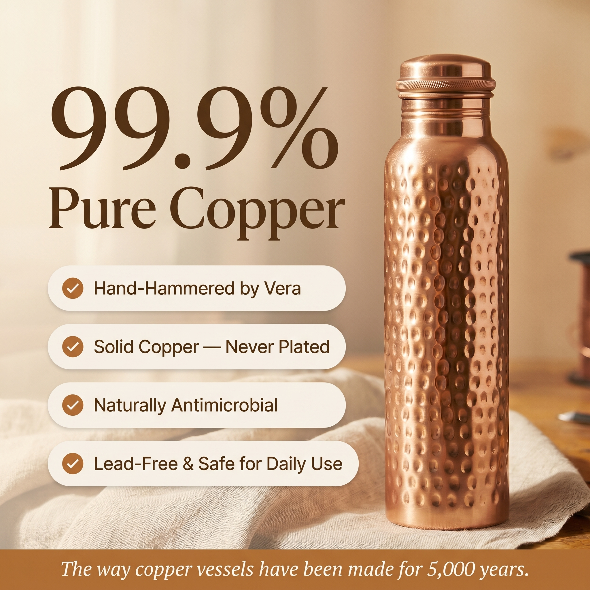 Maria's Pure Copper Water Bottle