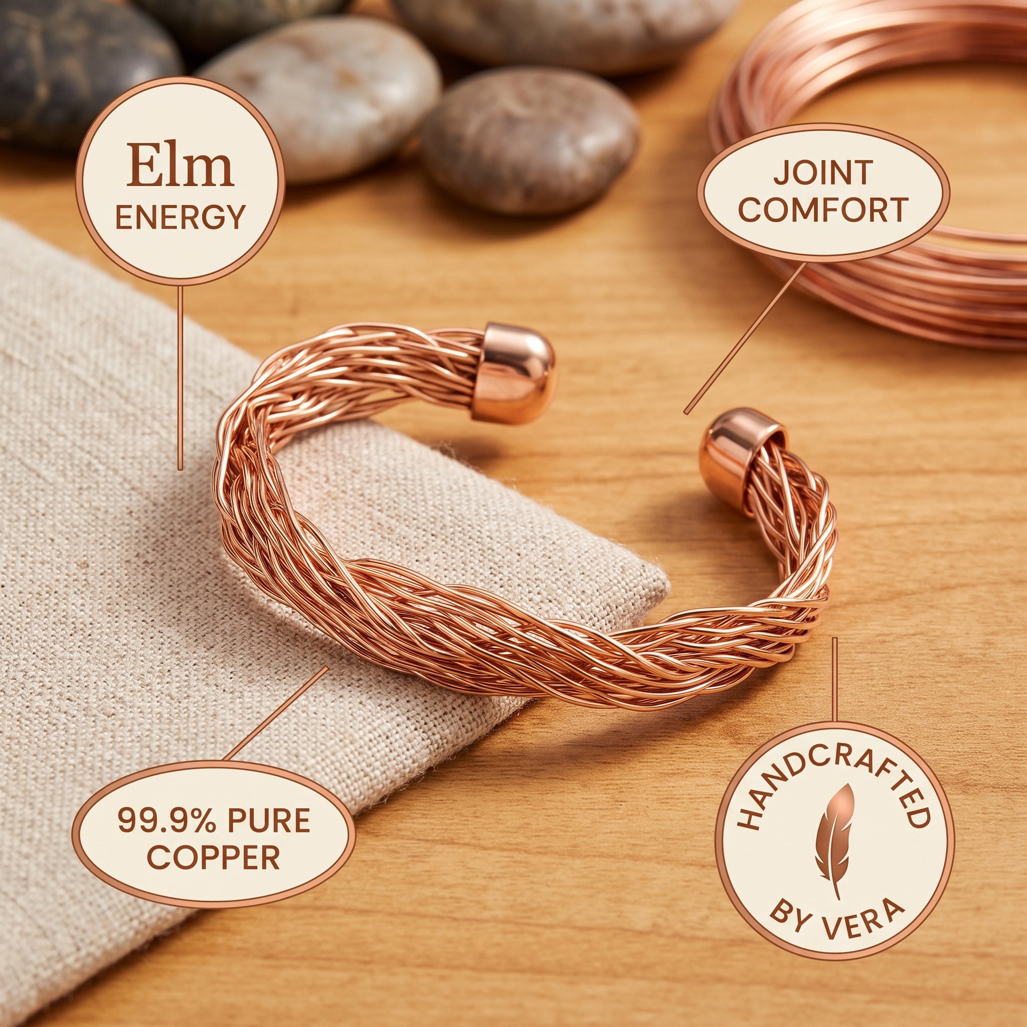 Maria's Elm Copper Cuff Bracelet