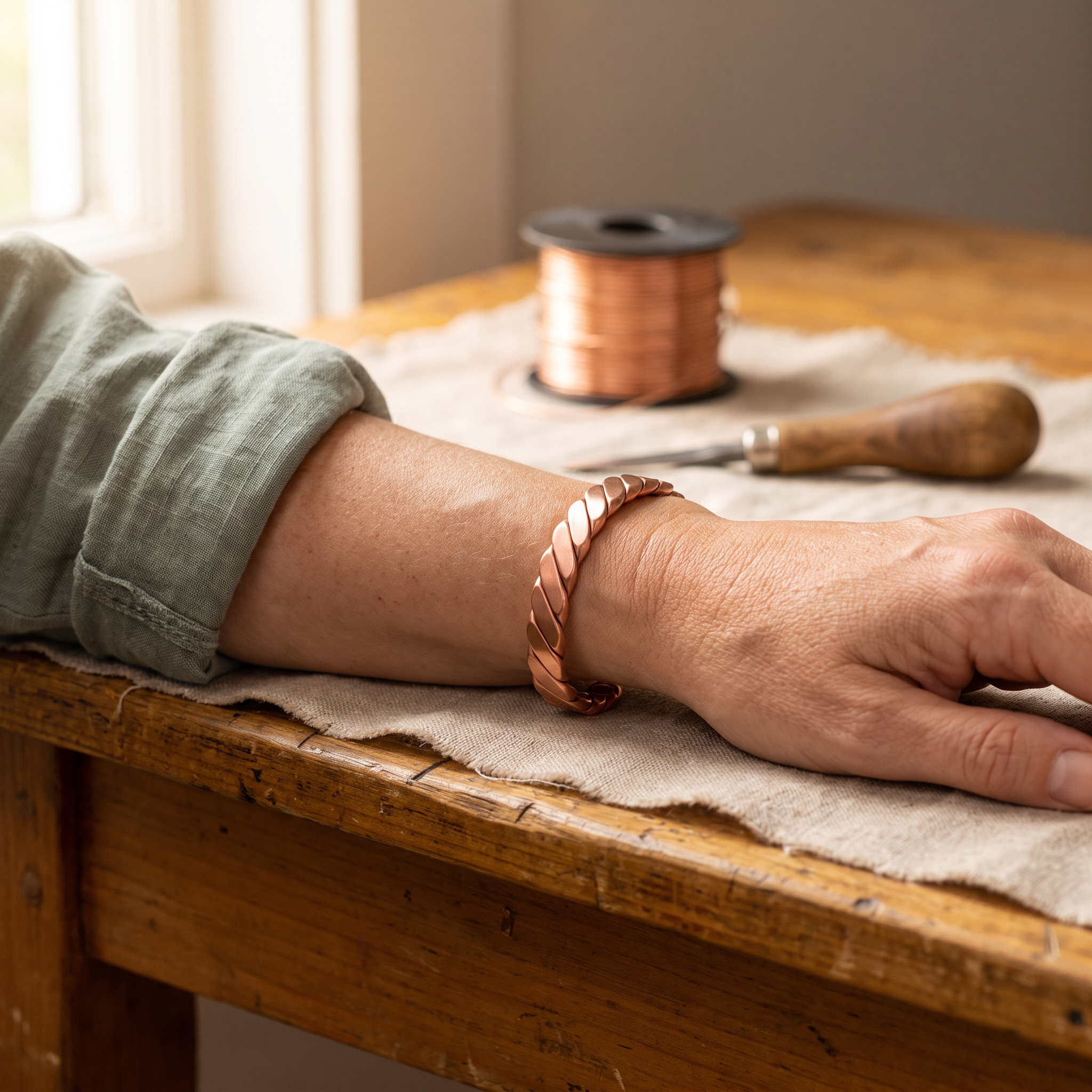 Maria's Moss Copper Bracelet