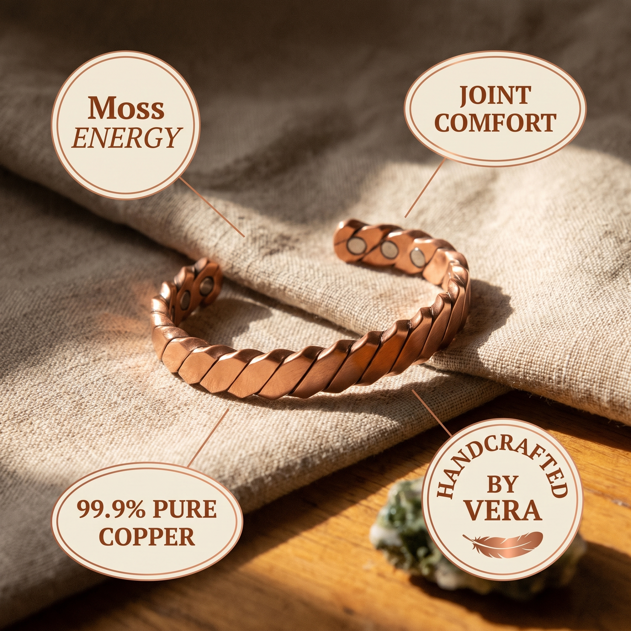 Maria's Moss Copper Bracelet