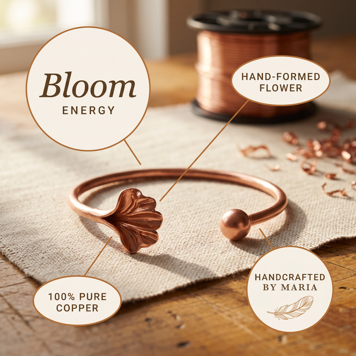 Maria's Shell Copper Bracelet