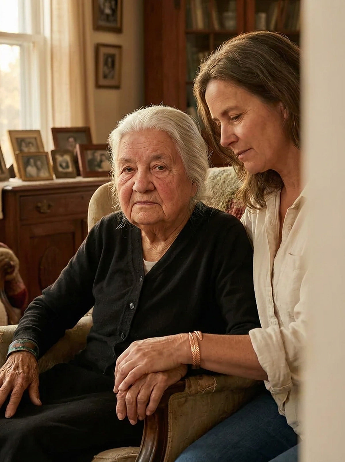 Maria with her mother, who wore copper every day