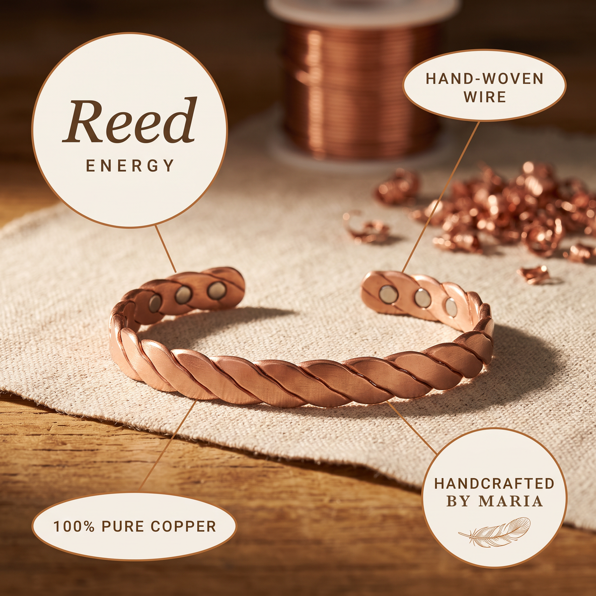 Maria's Reed Copper Bracelet
