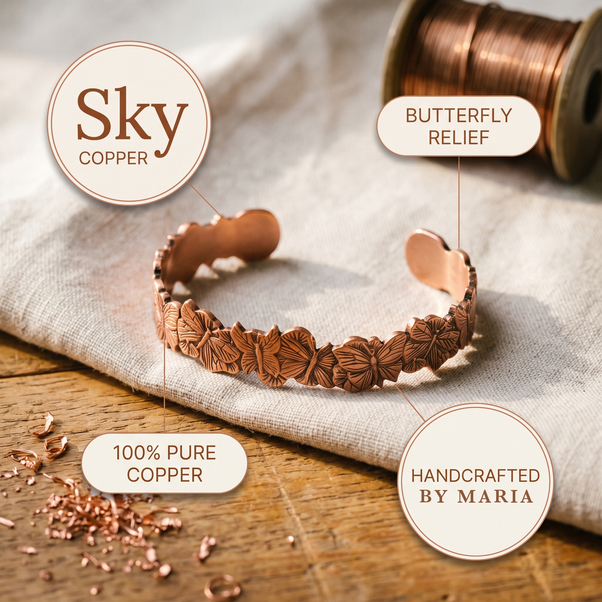 Maria's Sky Copper Bracelet