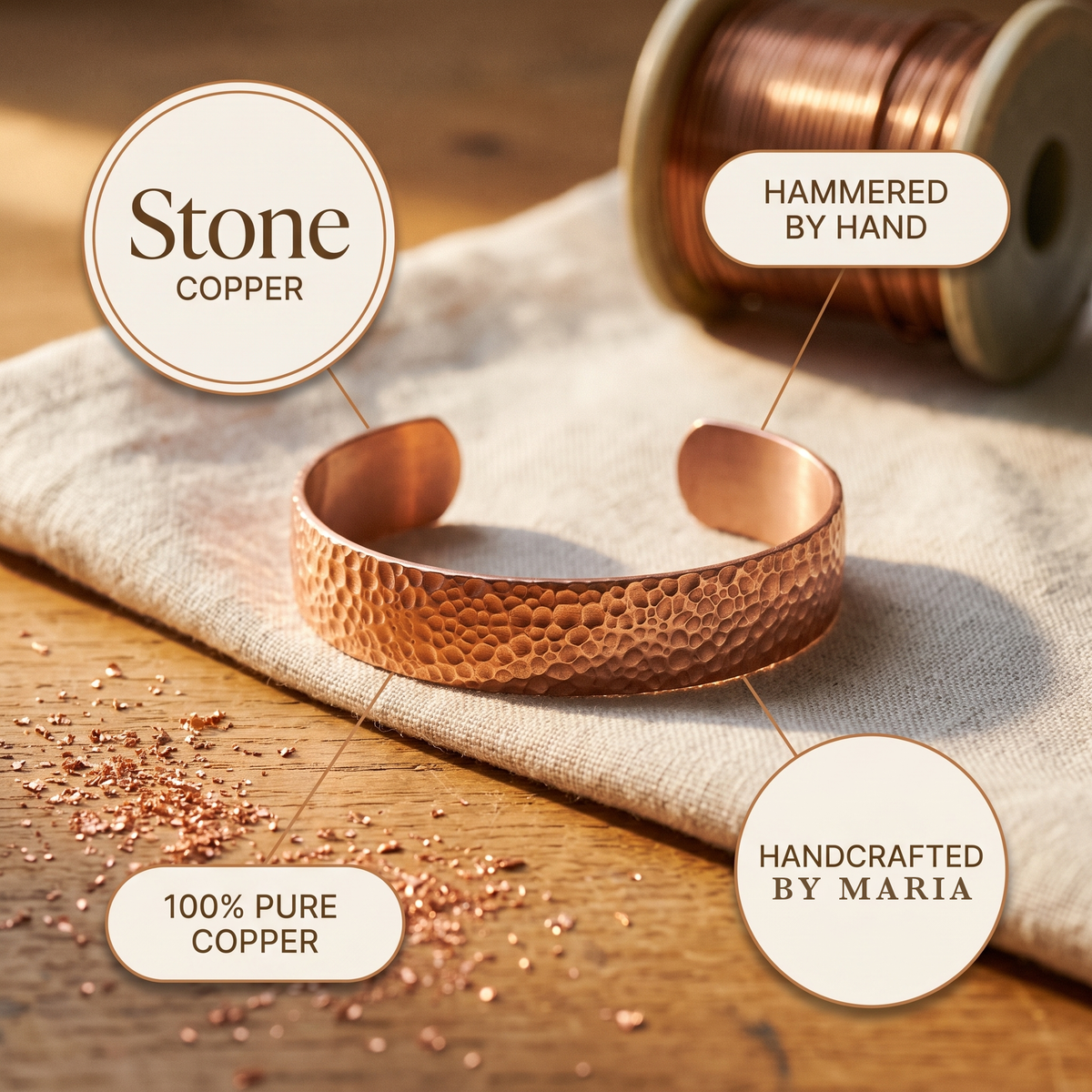 Maria's Moon Copper Bracelet