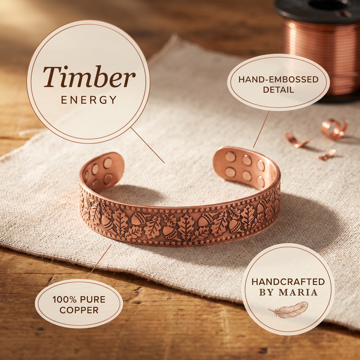 Maria's Timber Copper Bracelet